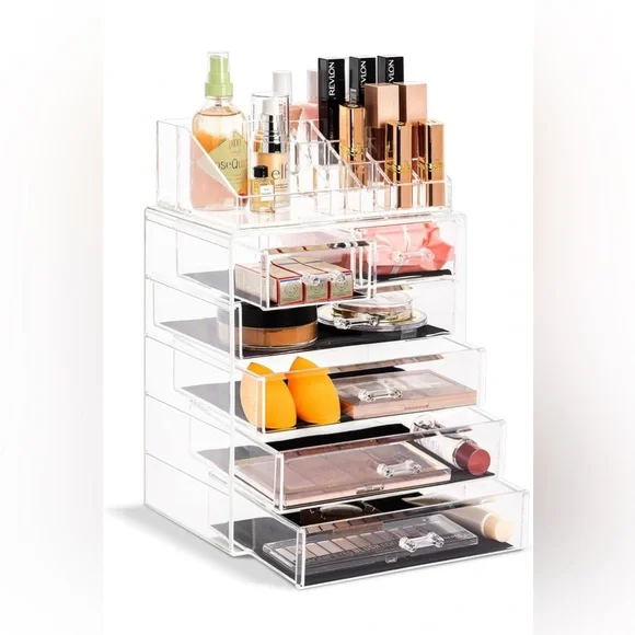 Clear makeup/jewelry 4 pc stackable plastic organizer. - Picture 4 of 5
